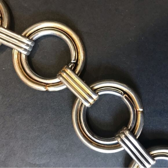 Vintage Gold and Silver Circle Belt, Hook Clasp Makes it Adjustable, Slinky